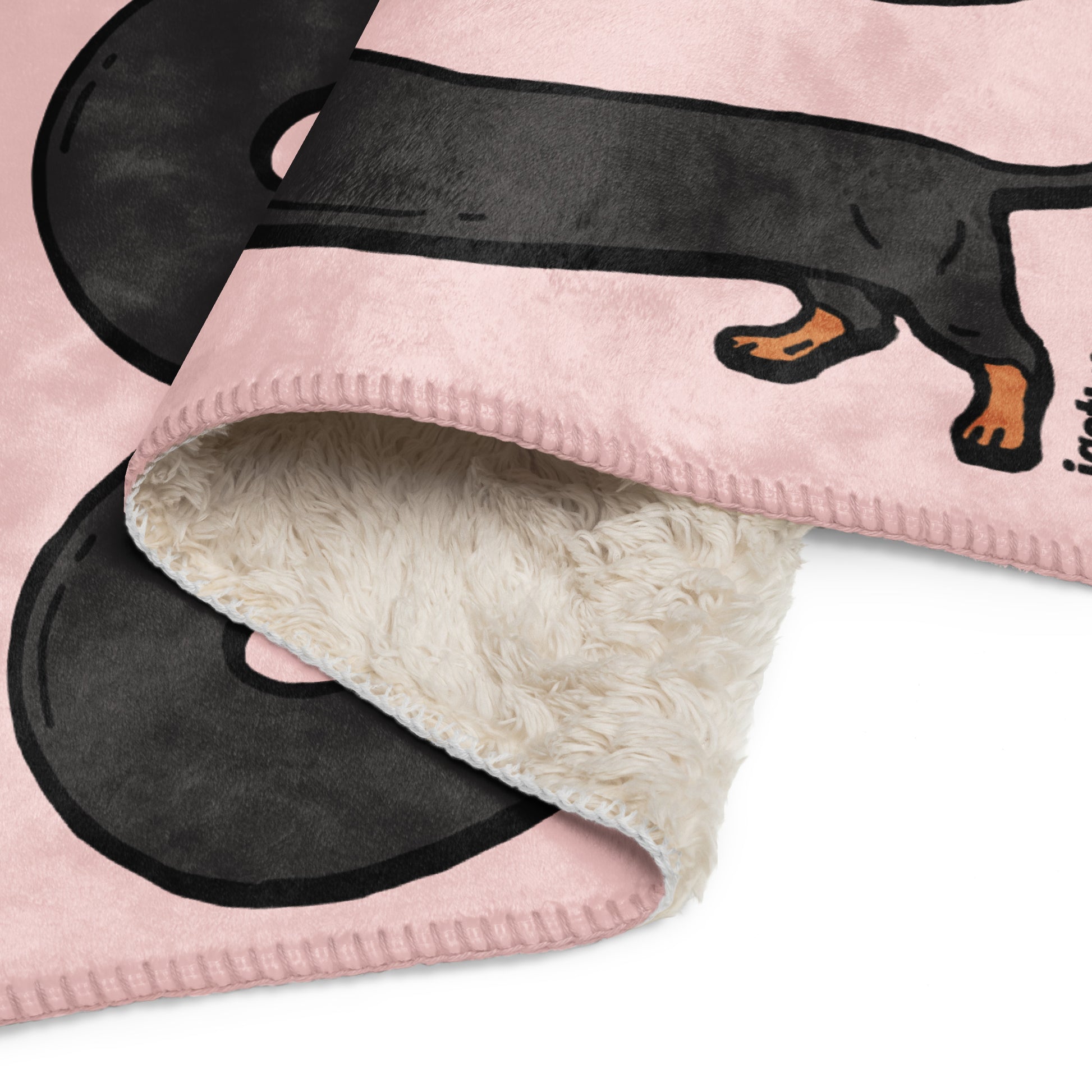 THE LONGEST WEEN BLANKET | smooth haired black & tan doxie | cotton candy pink