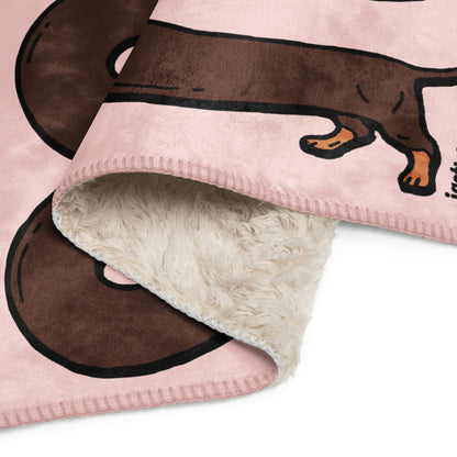 THE LONGEST WEEN BLANKET | smooth haired chocolate & tan doxie | cotton candy pink