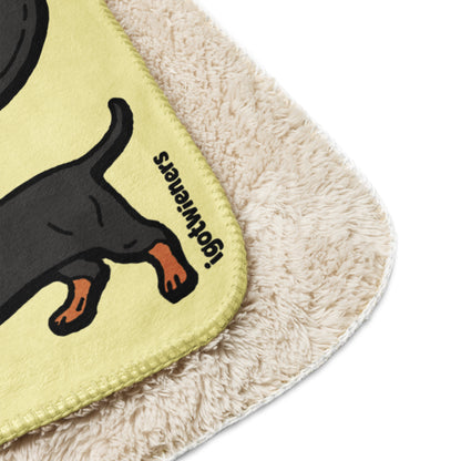 THE LONGEST WEEN BLANKET | smooth haired black & tan doxie | popcorn yellow